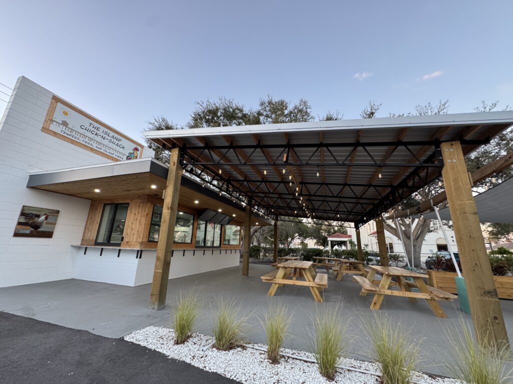 The Island Chick-N-Shack building on Venice Island, Florida